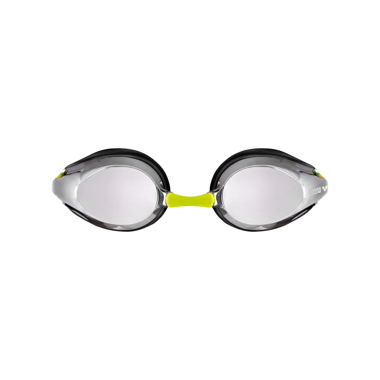 Arena Racing Tracks Junior Mirror Swimming Goggles - Silver/Black/Fluro Yellow