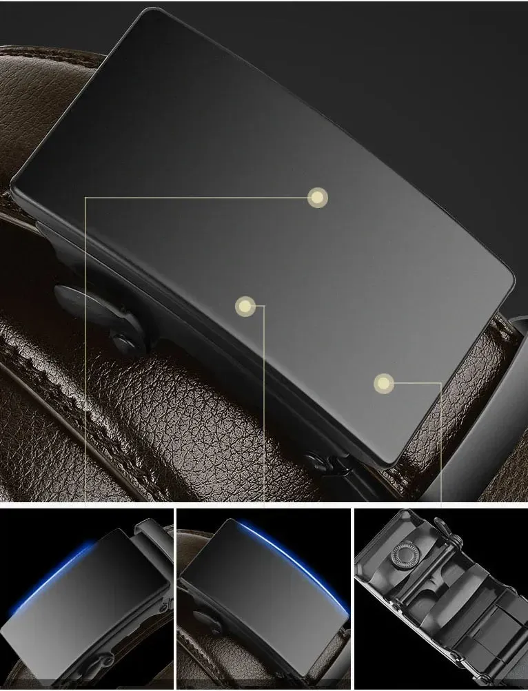 Automatic Buckle Belt for Men Famous Brand Business Belt Men PU Leather Waist Straps Black Male Jeans Belts for Men