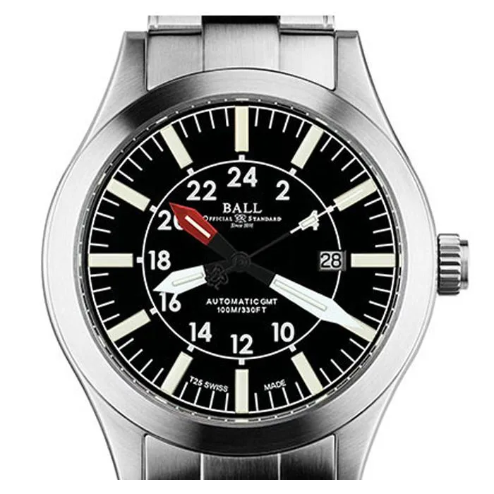BALL Watch Engineer Master II Aviator GMT Automatic Stainless Steel Bracelet Watch, GM1086C-SJ-BK