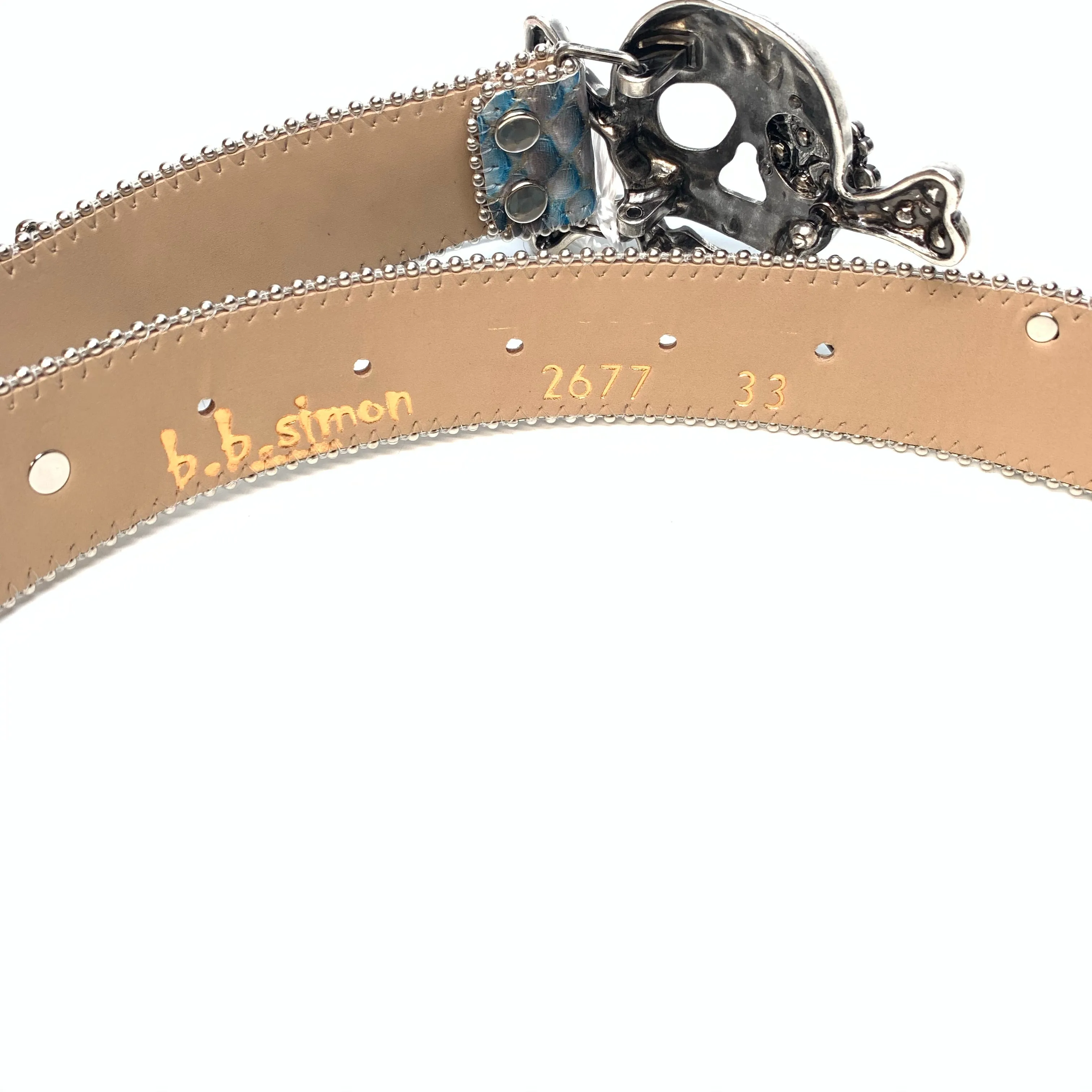 b.b. Simon 'Sky Pirarucu Skull' Crystal Belt