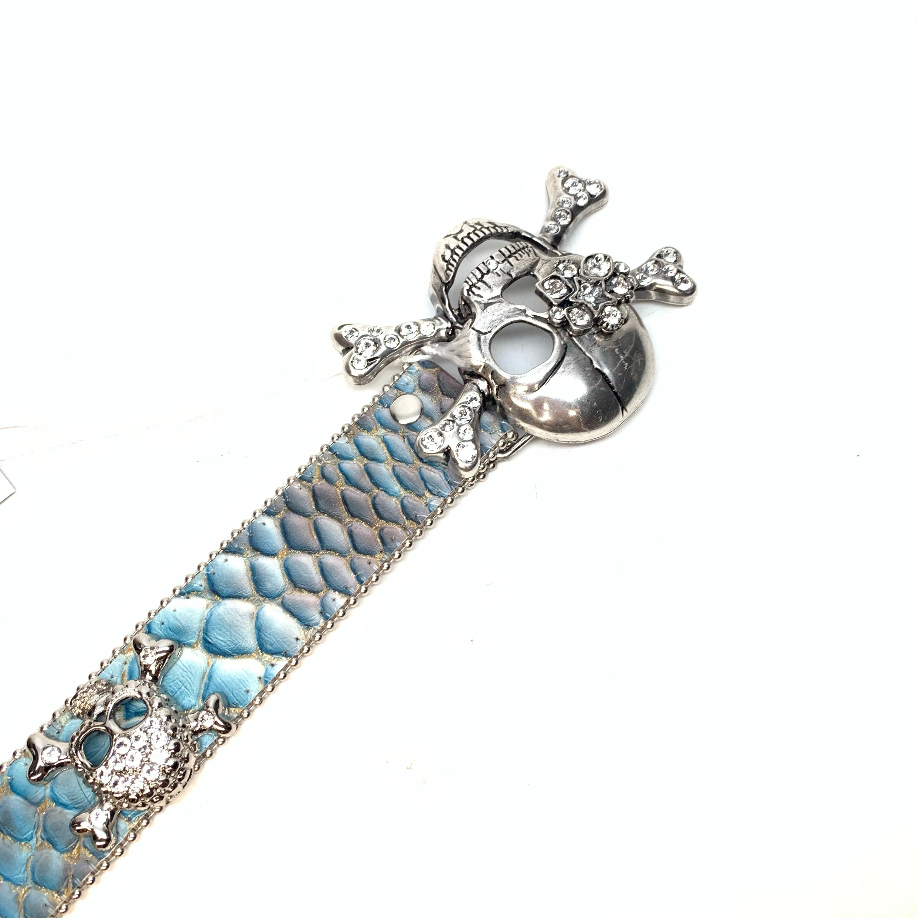 b.b. Simon 'Sky Pirarucu Skull' Crystal Belt