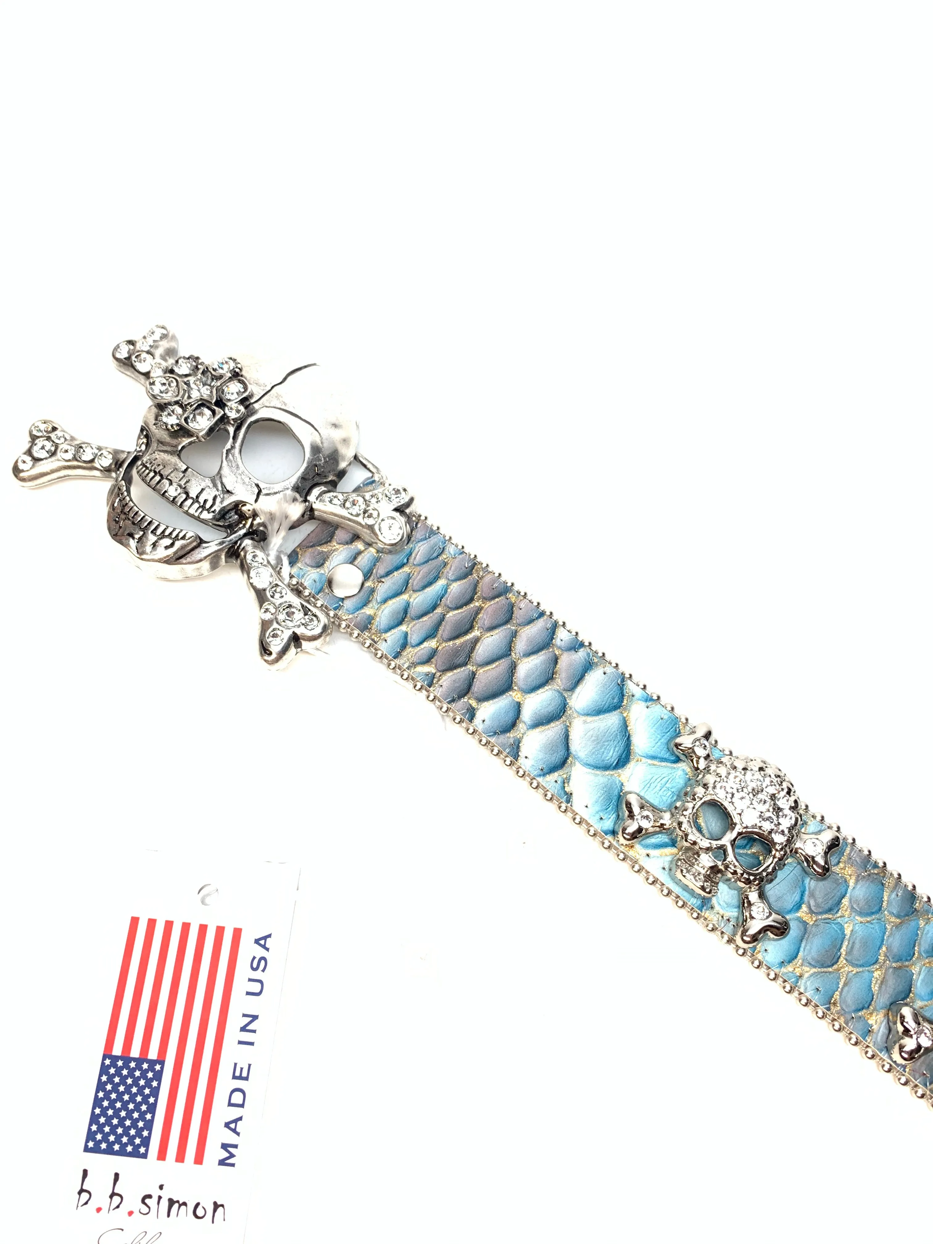 b.b. Simon 'Sky Pirarucu Skull' Crystal Belt