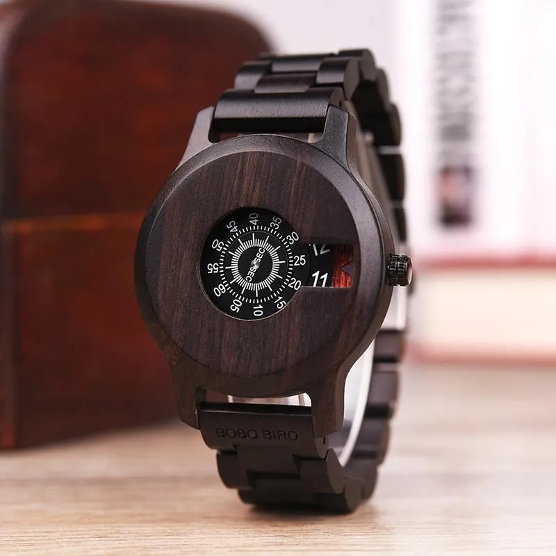 BBWood™ Men's Genuine Wooden Casual Fashion Quartz Ebony Wrist Wood Watch