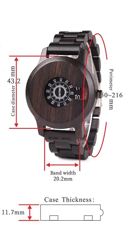 BBWood™ Men's Genuine Wooden Casual Fashion Quartz Ebony Wrist Wood Watch