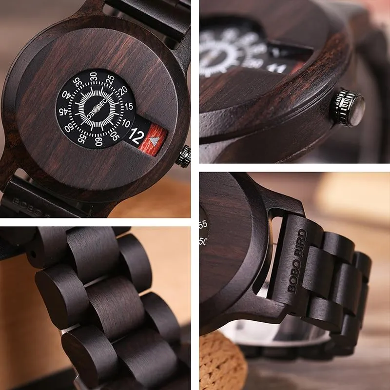 BBWood™ Men's Genuine Wooden Casual Fashion Quartz Ebony Wrist Wood Watch