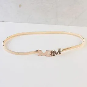 Chic Letter M Shape Hasp Elastic Alloy Waistband For Women - Golden