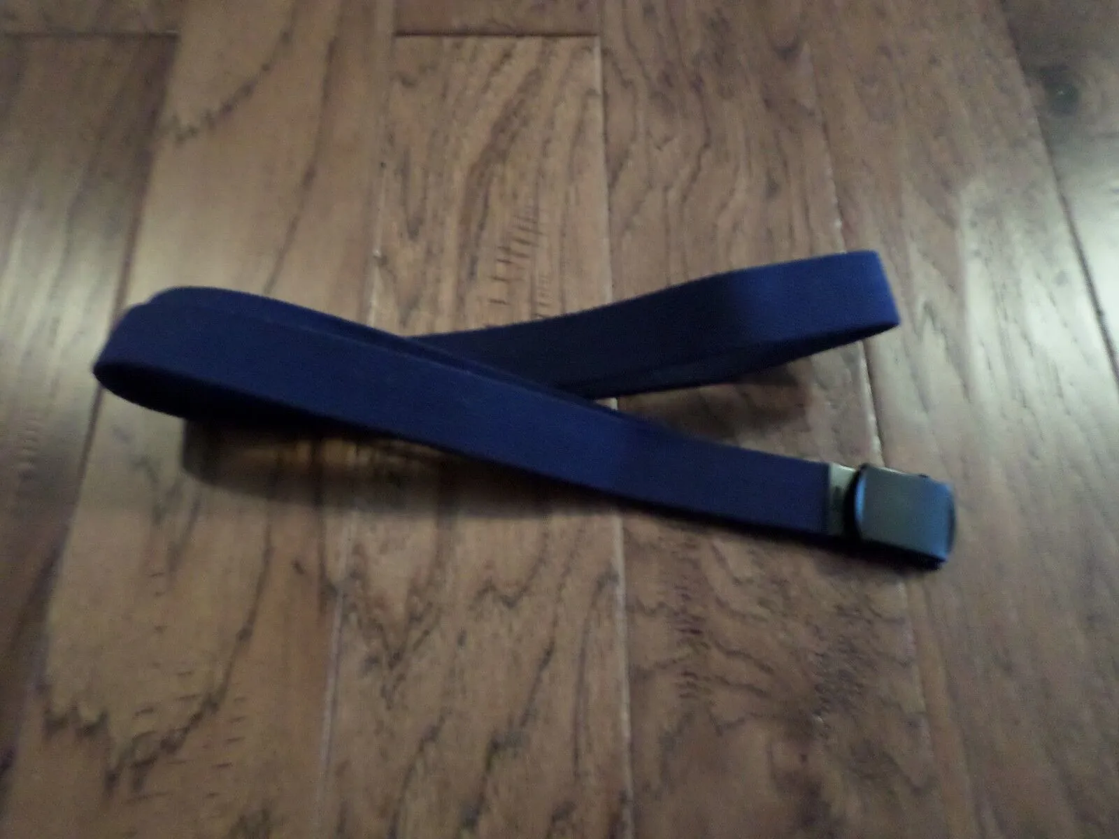 DUTCH MILITARY NAVY ISSUE BLUE WEB BELT WITH BLACK ROLLER BUCKLE 58 INCHES LONG