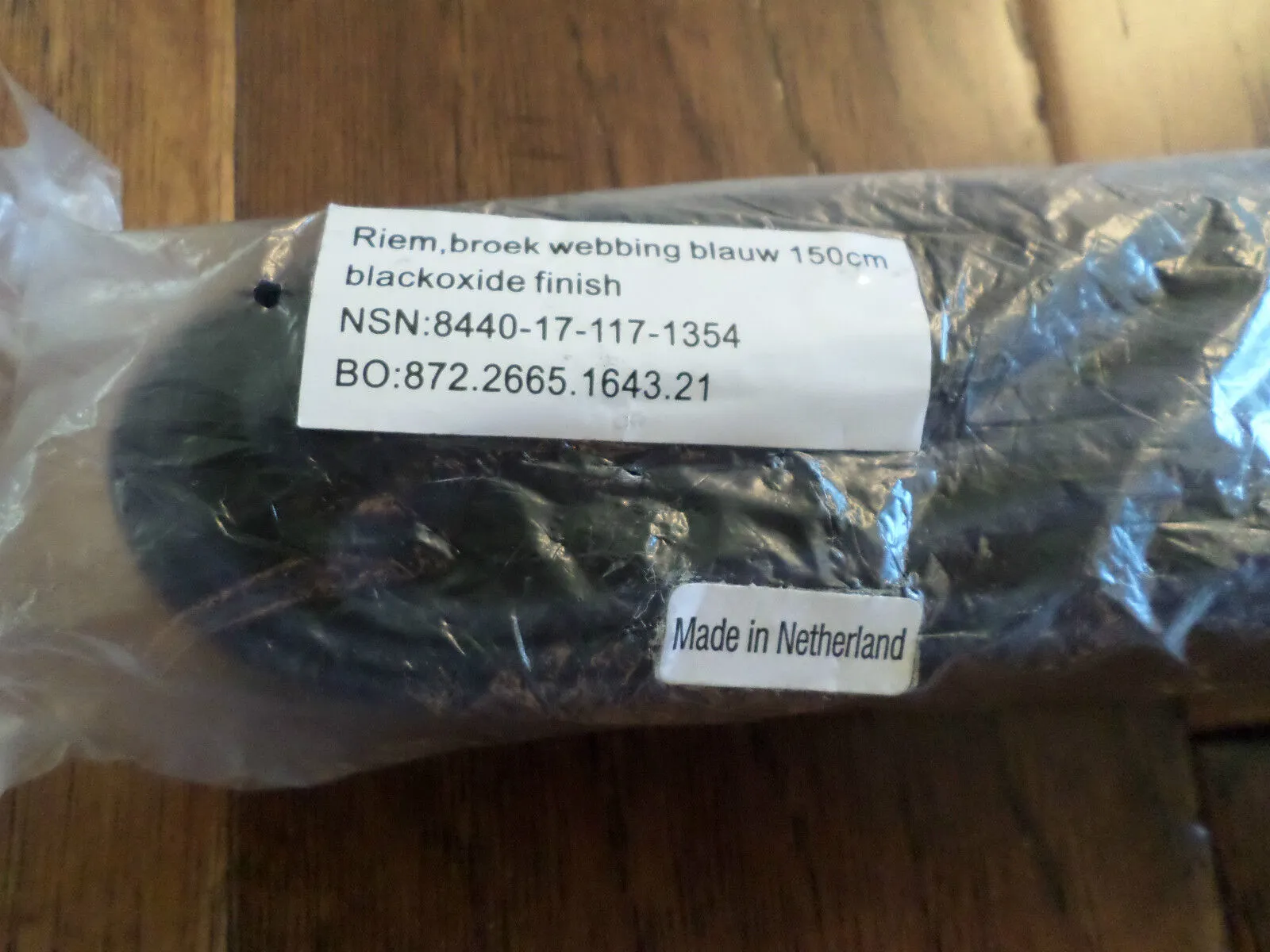 DUTCH MILITARY NAVY ISSUE BLUE WEB BELT WITH BLACK ROLLER BUCKLE 58 INCHES LONG