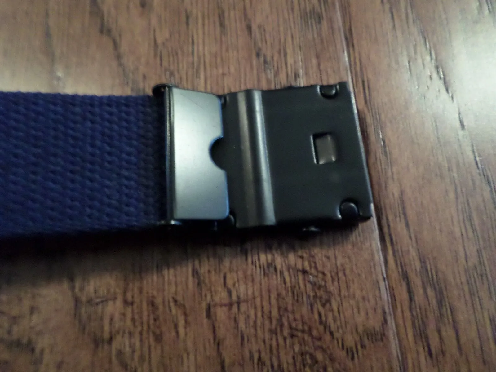 DUTCH MILITARY NAVY ISSUE BLUE WEB BELT WITH BLACK ROLLER BUCKLE 58 INCHES LONG
