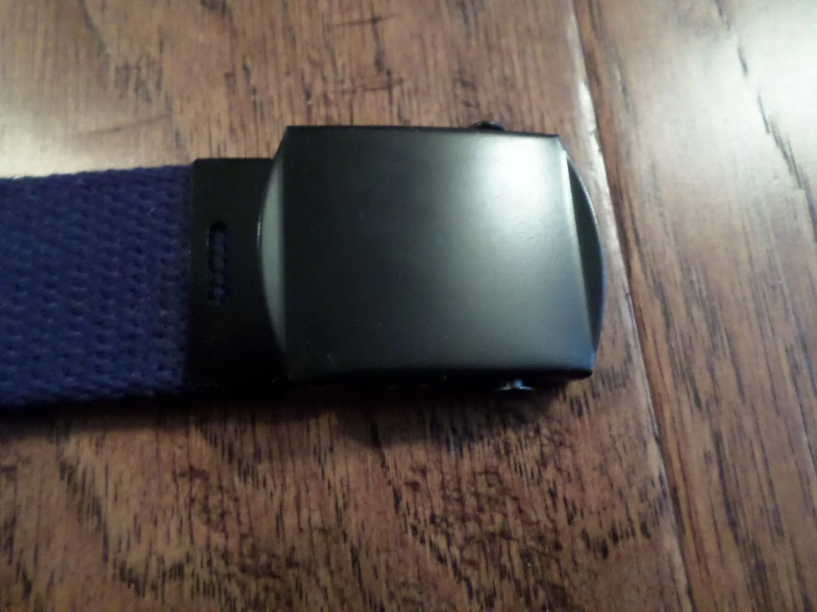 DUTCH MILITARY NAVY ISSUE BLUE WEB BELT WITH BLACK ROLLER BUCKLE 58 INCHES LONG