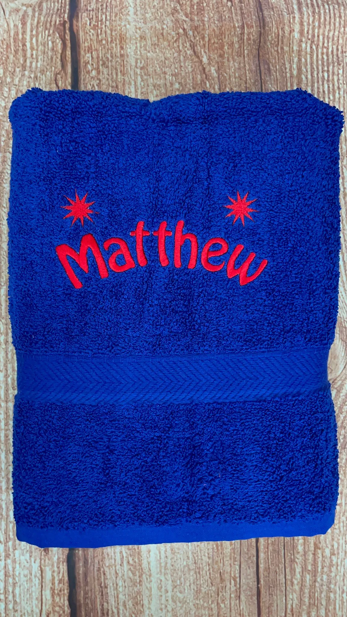 Embroidered Personalised Swimming or Sports Towel.  Ideal kids gift // Stars