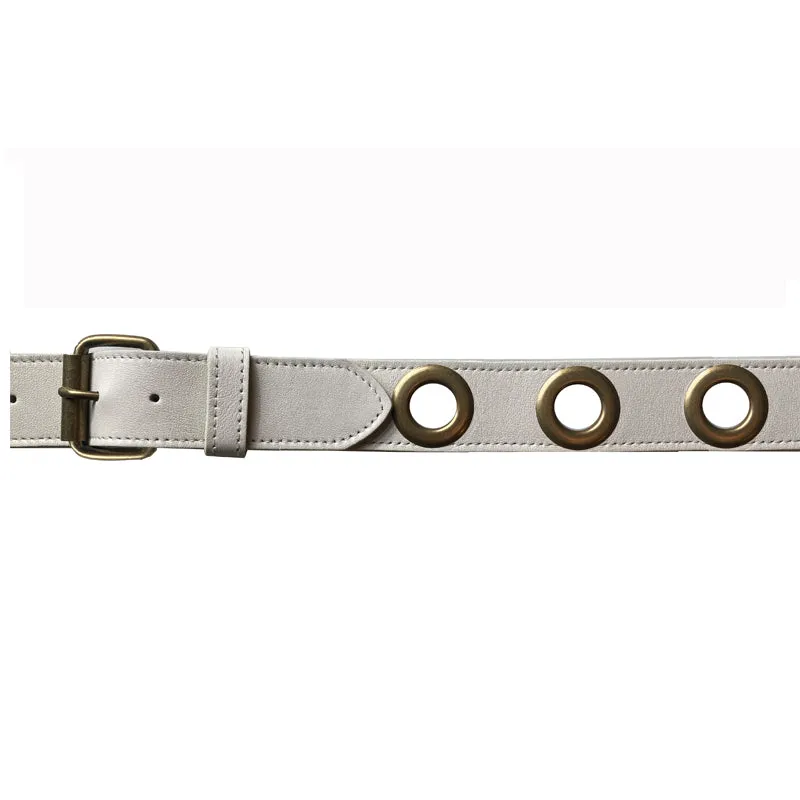 Grommet Belt - Cream Antique Brass