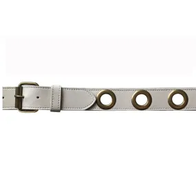 Grommet Belt - Cream Antique Brass