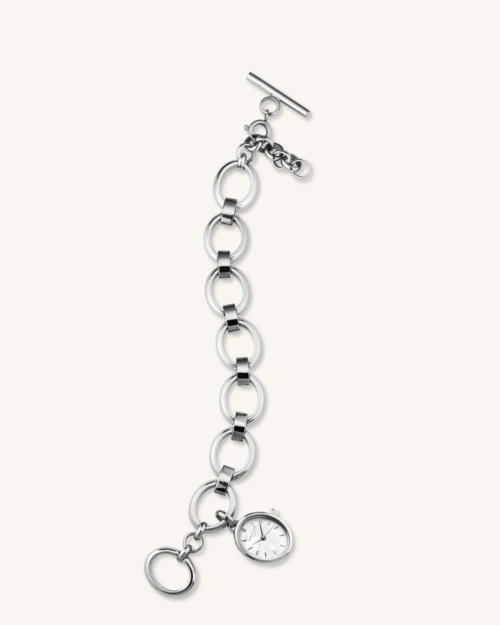 Sterling Silver Oval Charm Chain Necklace - Elegant & Stylish Jewelry