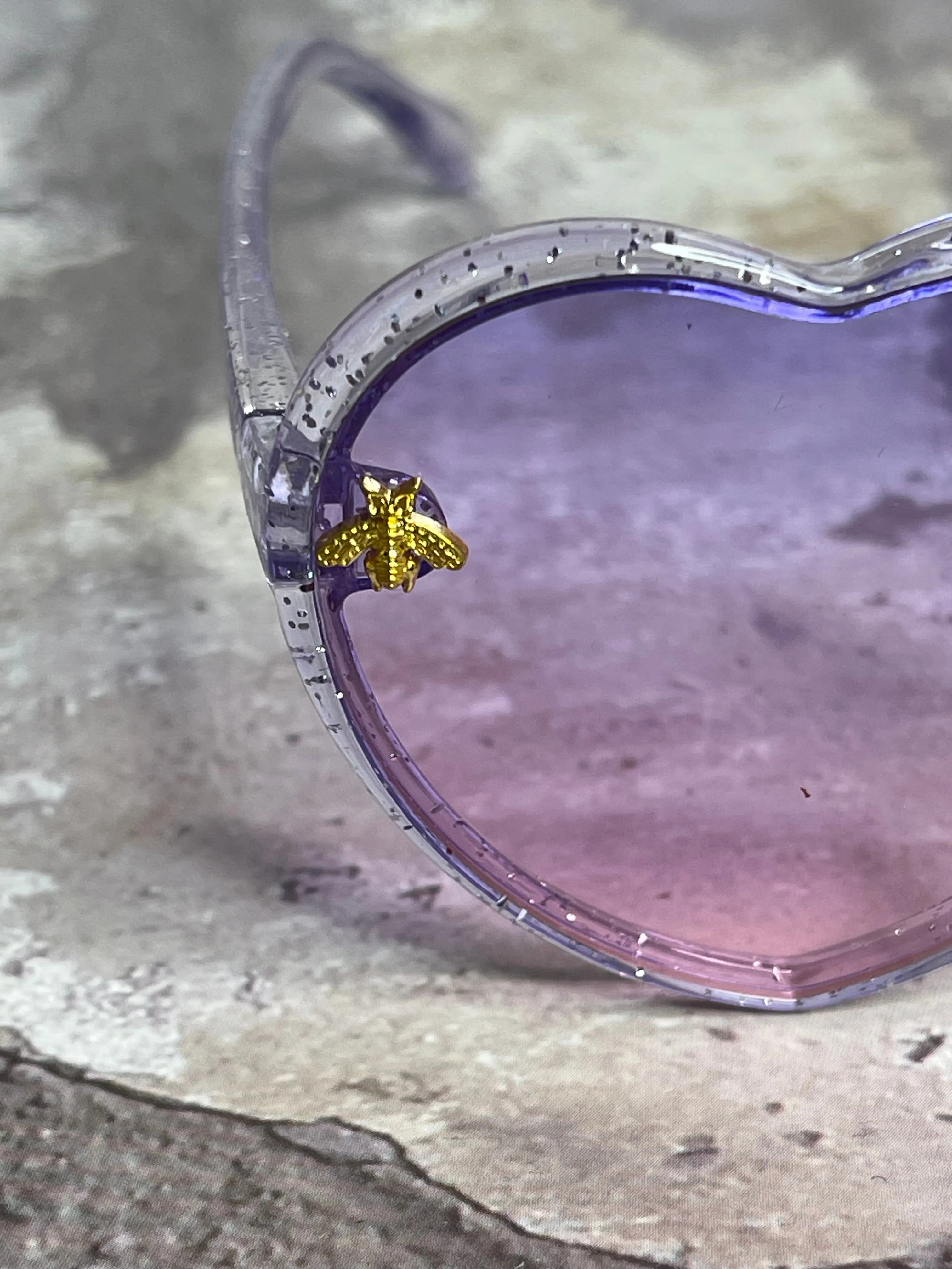 Purple Glitter Gradient Polarized Heart Shaped Sunglasses