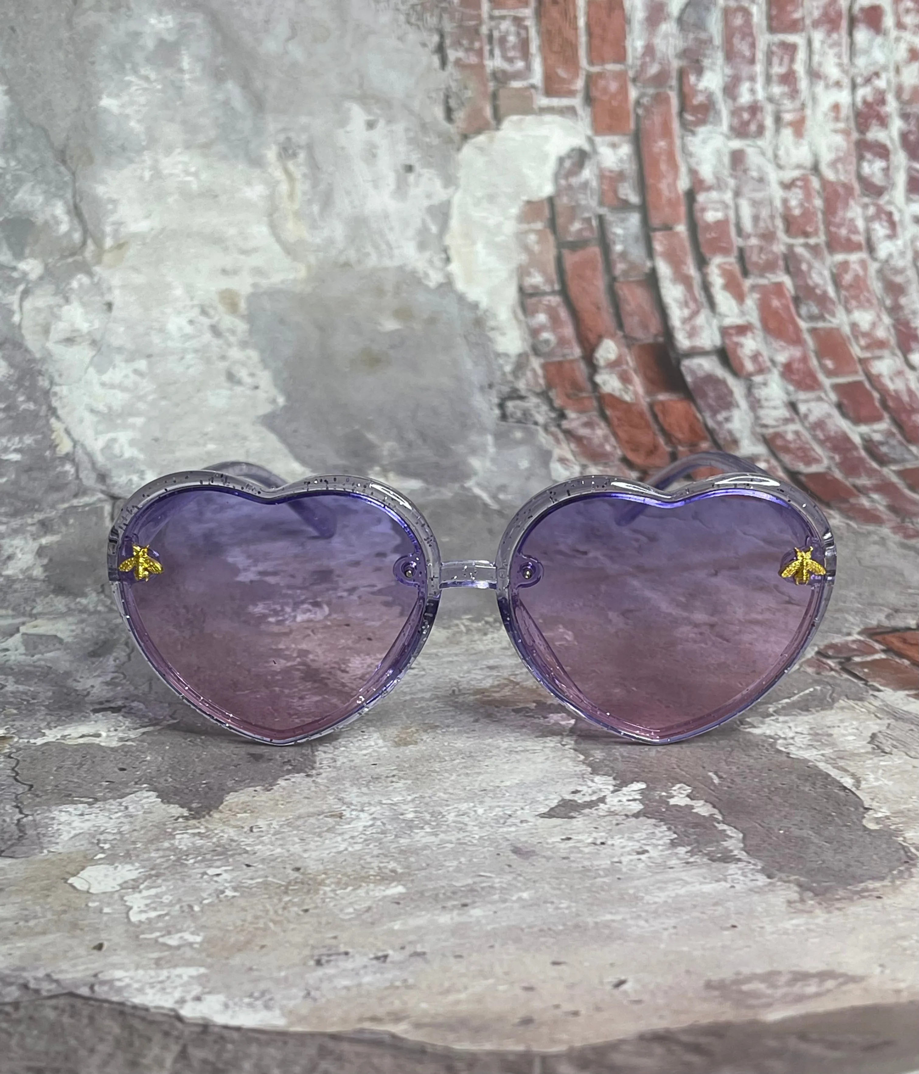 Purple Glitter Gradient Polarized Heart Shaped Sunglasses