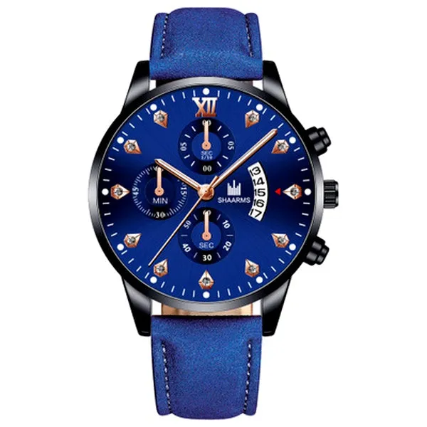 W134 Blue Band Black & Rose Gold Techno Time Collection Quartz Watch