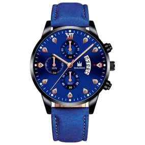 W134 Blue Band Black & Rose Gold Techno Time Collection Quartz Watch